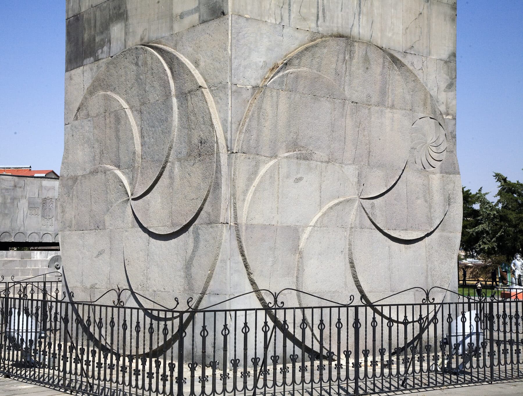 Eternity signs cast into the base of the 'Revived Armenia' obelisk at the Yerevan Cascade.